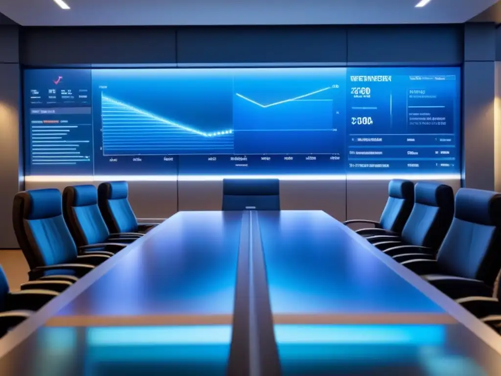Oficina futurista con tecnología de punta para transformación financiera Oficina futurista con tecnología de vanguardia y colaboración en transformación departamentos créditos con automatización