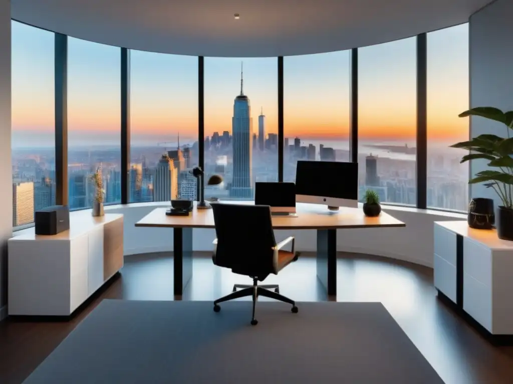Oficina inmobiliaria moderna y exitosa en la ciudad Oficina inmobiliaria moderna y elegante con vista a la ciudad
