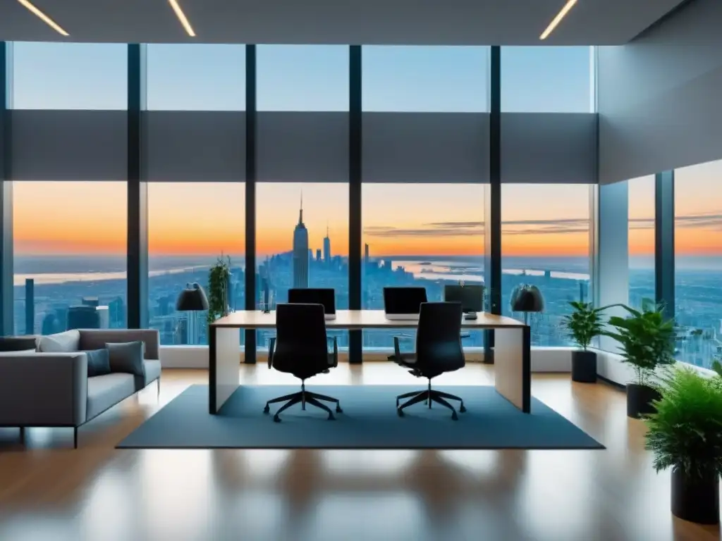 Oficina inmobiliaria moderna y eficiente en la ciudad Oficina inmobiliaria moderna con tecnología de vanguardia y Apps de gestión inmobiliaria online