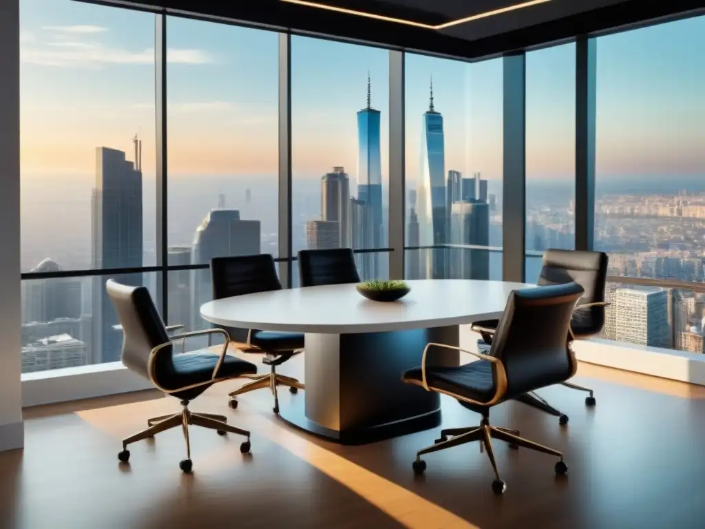 Oficina inmobiliaria moderna con vista panorámica de la ciudad Oficina inmobiliaria moderna con vista panorámica de la ciudad, ideal para financiamiento para invertir en inmuebles