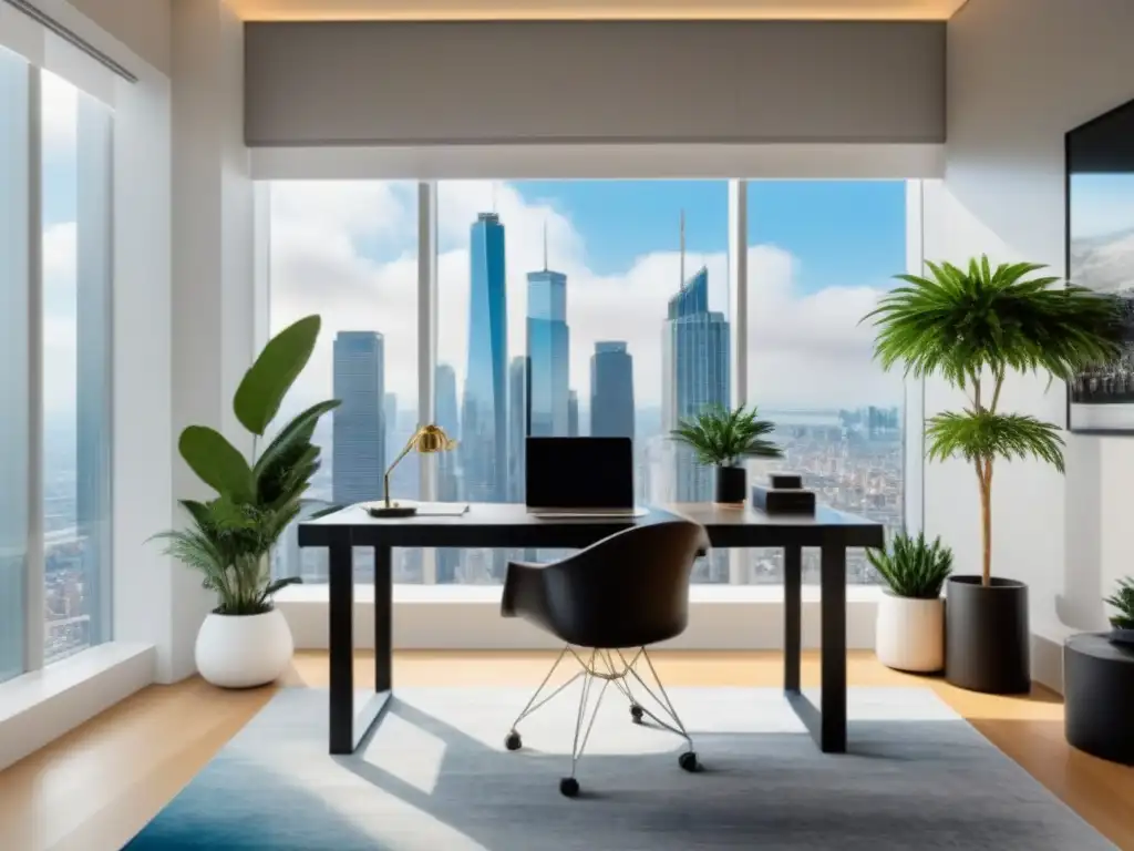 Oficina de lujo con vista panorámica y diseño moderno Oficina de lujo con vista panorámica de la ciudad y refinanciamiento de lujo beneficios