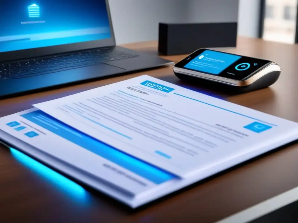 Oficina moderna con seguridad avanzada para transacciones inmobiliarias Oficina moderna con avanzada tecnología de prevención de fraudes en bienes raíces