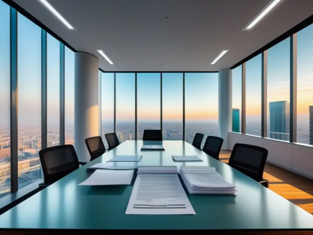 Complejidades de préstamos comerciales: documentos y luz natural Oficina moderna con documentos de préstamos comerciales inmobiliarios
