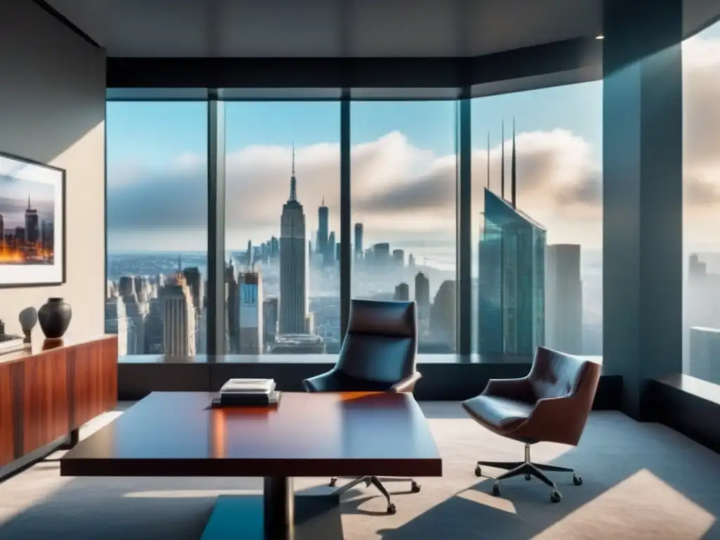 Oficina moderna de lujo con vistas a la ciudad Oficina moderna de lujo con ventanales y vista a la ciudad