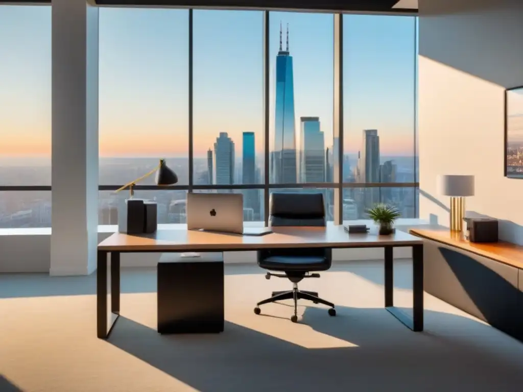 Oficina de lujo con vista a la ciudad para agentes de bienes raíces Oficina moderna y lujosa con certificaciones mercado inmobiliario financiamiento