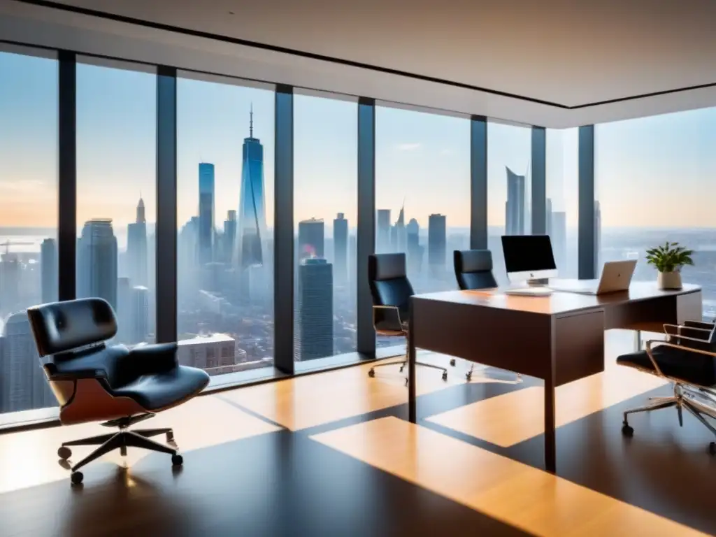 Oficina moderna con vista a la ciudad para negociar hipotecas Oficina moderna con vista a la ciudad, ideal para negociar mejor tasa interés hipoteca
