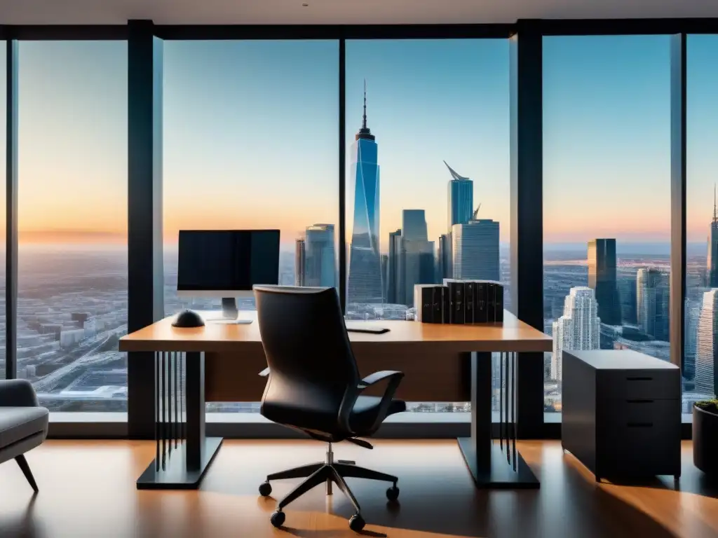 Oficina moderna con vista panorámica: Financiamiento Inmobiliario Oficina moderna con vista panorámica a la ciudad, ideal para financiamiento para invertir en inmuebles