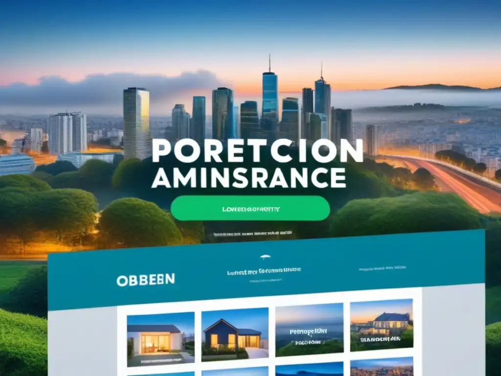 Web seguro: Diseño moderno para seguros de propiedad Una página web de seguros de propiedad moderna y minimalista con diseño elegante y las mejores estrategias de promoción