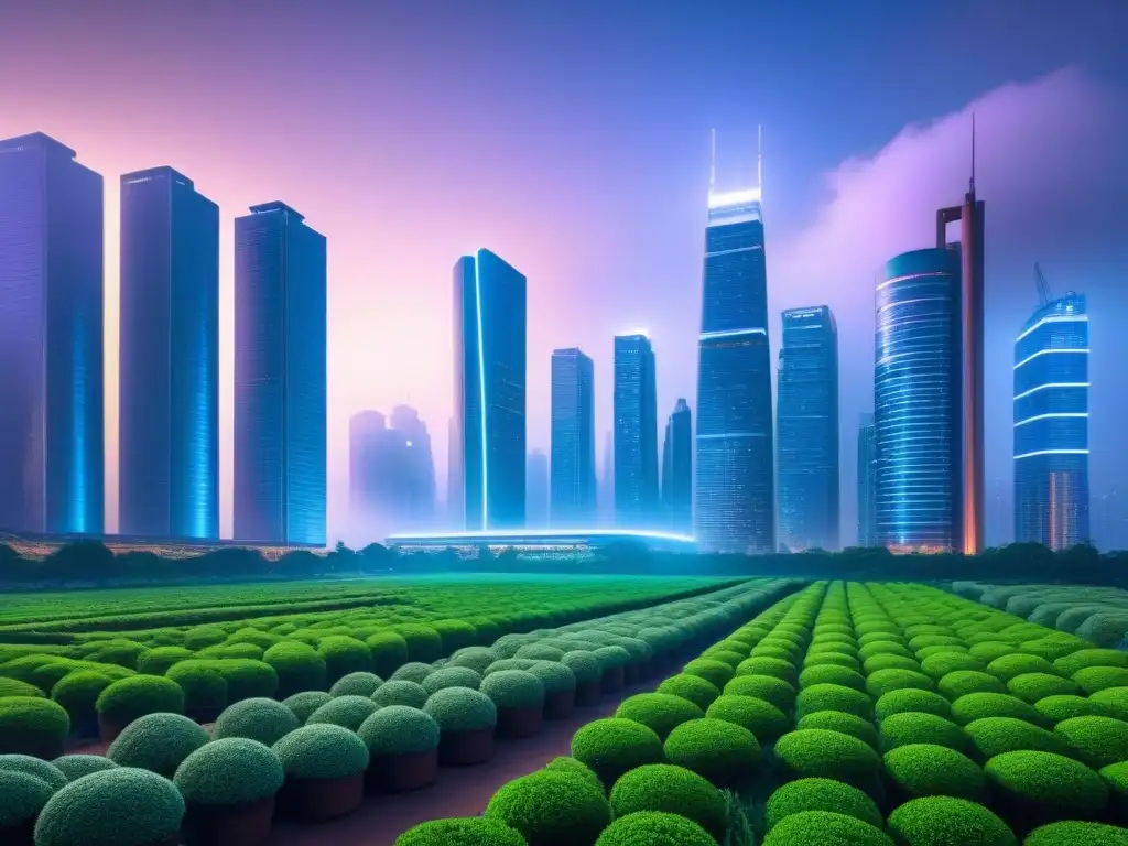 Metrópolis futurista: rascacielos modernos en 8k Un paisaje urbano futurista con rascacielos modernos y tecnología avanzada, iluminado por luces de neón
