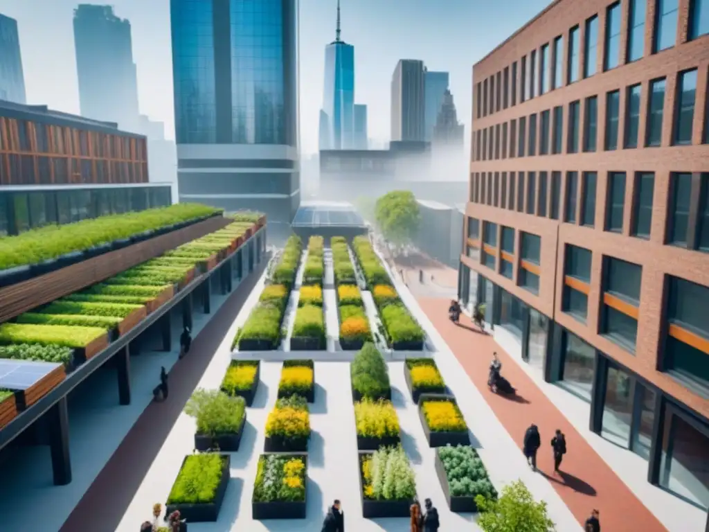 Un paisaje urbano sostenible con edificios modernos y antiguos renovados, integrando prácticas sostenibles en el mercado inmobiliario por regiones