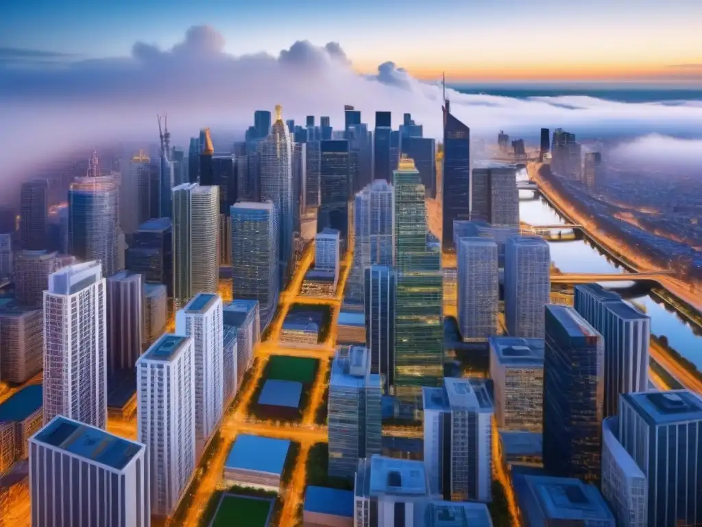 Metrópolis multicultural: paisaje urbano diverso y vibrante Un paisaje urbano vibrante con diversidad cultural refleja cambios culturales y demanda de propiedades inmobiliarias