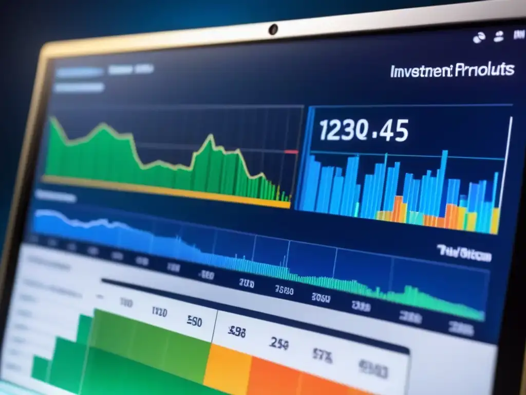 Panel financiero innovador con datos en tiempo real en pantalla 8k Panel financiero moderno con gráficos interactivos de rentabilidad e inversiones en pantalla de alta resolución