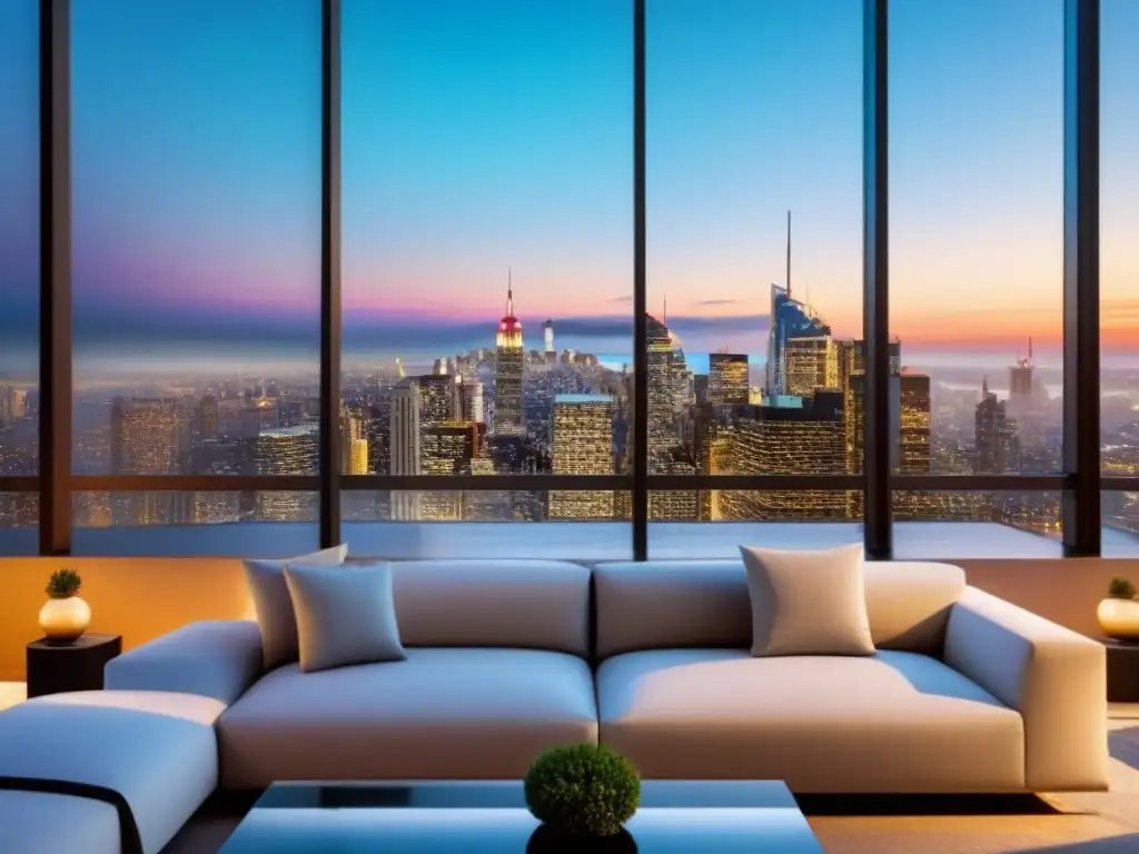 Penthouse de lujo con vista a la ciudad, terraza espaciosa y diseño sofisticado
