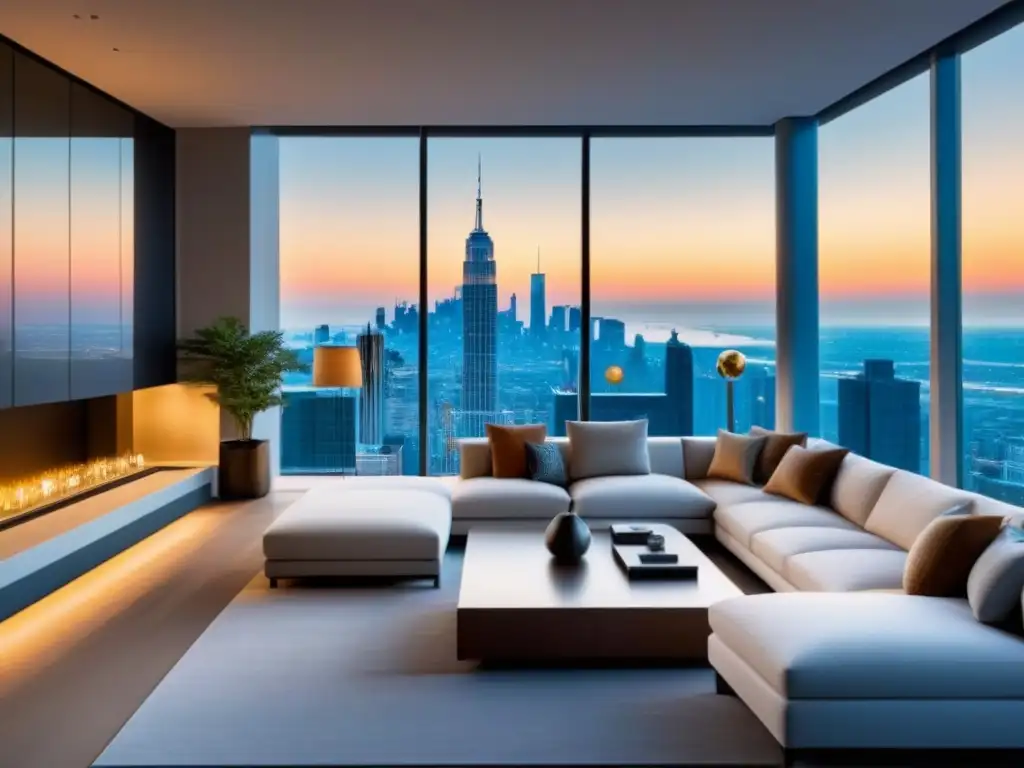 Penthouse de lujo con vista panorámica en ciudad moderna Impresiona con penthouse de lujo: vista panorámica, diseño elegante y luminosidad