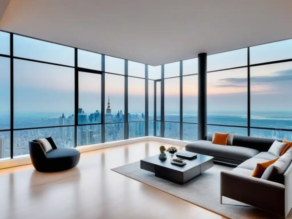 Penthouse de lujo con vista panorámica en la ciudad Un penthouse moderno de lujo con vista panorámica a la ciudad