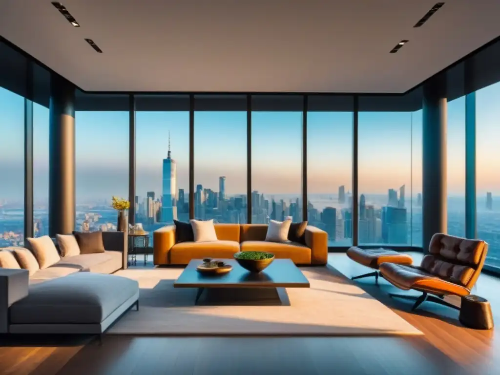 Un penthouse moderno y lujoso con diseño contemporáneo, tecnología de vanguardia y vistas panorámicas