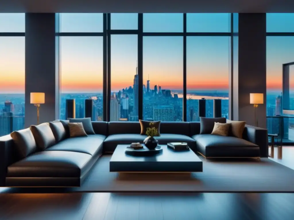 Exclusivo penthouse de lujo con vistas a la ciudad en 8k Un penthouse moderno y lujoso con vista a la ciudad, ideal para inversiones inmobiliarias de lujo globales