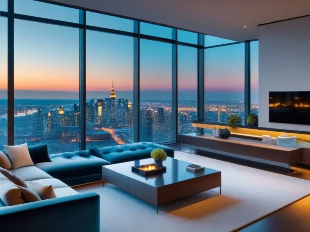 Penthouse de lujo con vista panorámica, diseño elegante y moderno Un penthouse moderno y lujoso con vistas a la ciudad, diseño elegante y la keyword 'Mejores opciones de inversión inmobiliaria'