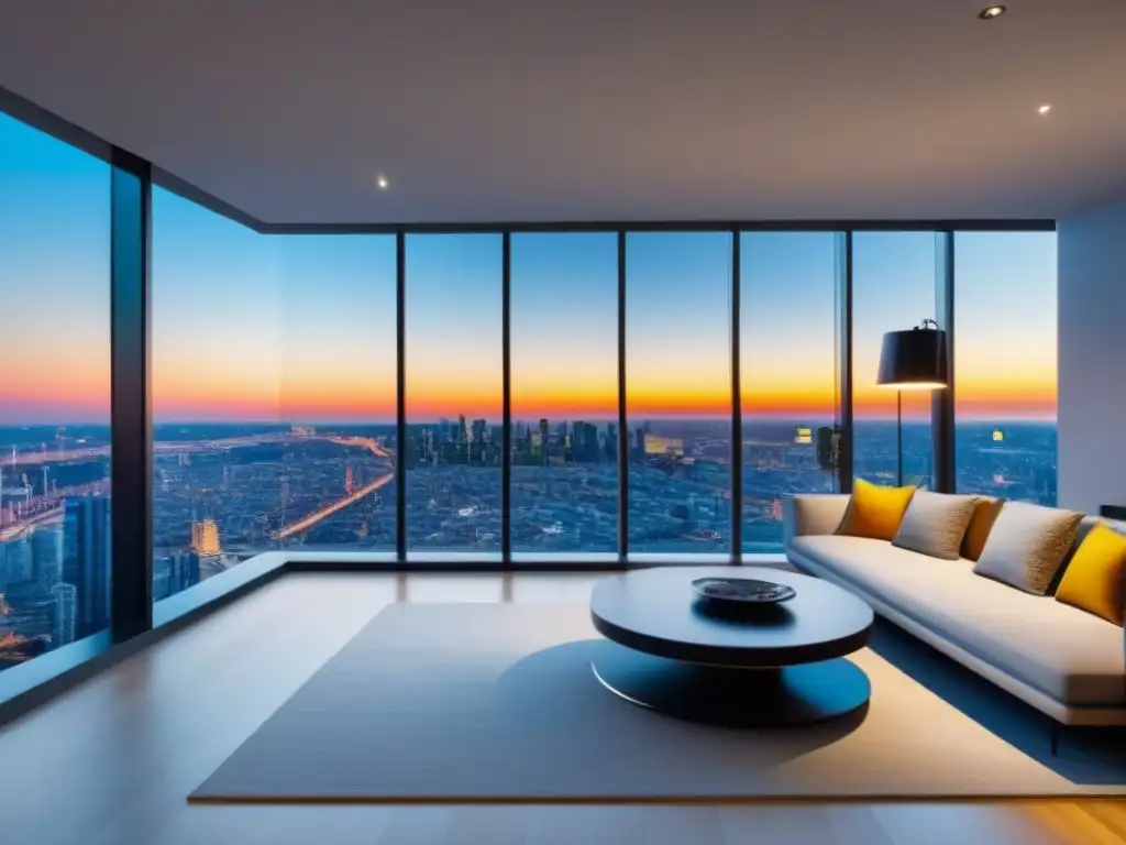 Penthouse moderno de lujo con vista panorámica a la ciudad Penthouse moderno con vista a la ciudad, diseño elegante y tecnología integrada, ideal para seguros para financiamiento inmobiliario