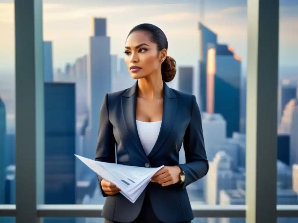 Experto en Finanzas: Navegando con Confianza en el Laberinto Financiero Persona en traje de negocios navegando con confianza entre documentos financieros en laberinto