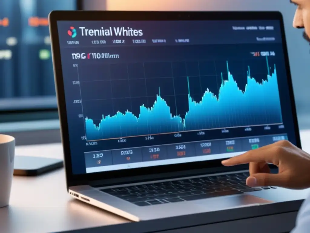 Plataforma de Trading Financiero: Gráficos Dinámicos y Herramientas Avanzadas Plataforma financiera moderna con gráficos de acciones en tiempo real y herramientas de análisis técnico avanzadas