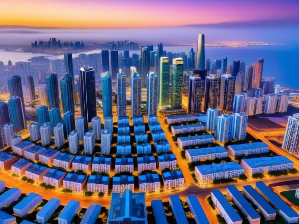 Portafolio inmobiliario diversificado: 8k ultra detallado Portafolio diversificado de propiedades inmobiliarias en una ciudad moderna