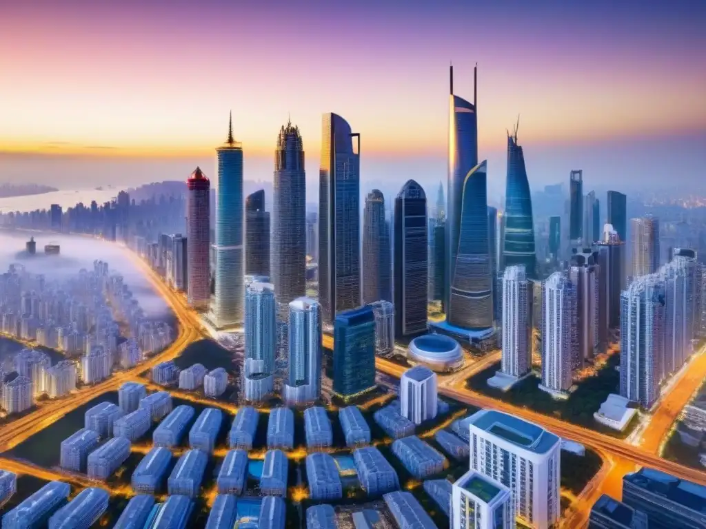Portafolio diverso de propiedades: inversión estable en futuro urbano Portafolio diverso de propiedades con diseño moderno en ciudad futurista