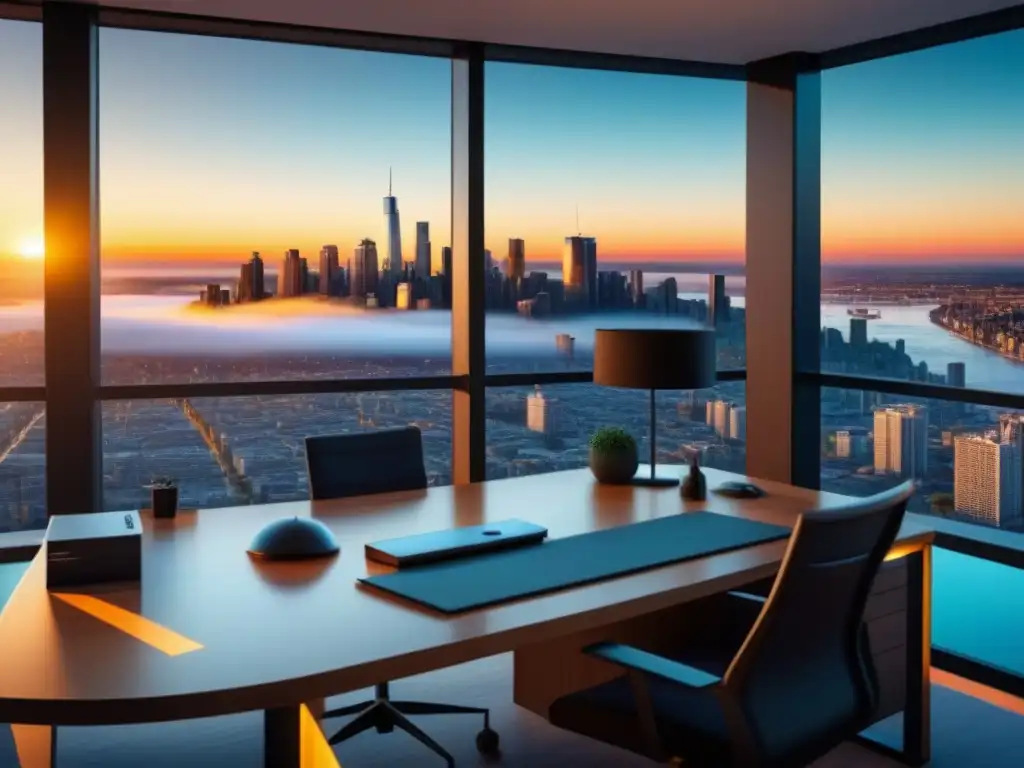 Portafolio inmobiliario diversificado: éxito en 8k Portafolio exitoso de inversión inmobiliaria diversificada en oficina moderna con vista panorámica de la ciudad