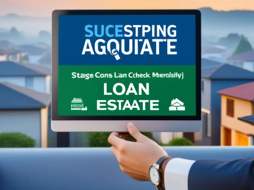 Guía paso a paso: Obtén tu préstamo hipotecario Guía práctica para obtener préstamos inmobiliarios: financiamiento, solicitud, aprobación y compra de propiedad, en infografía moderna y elegante