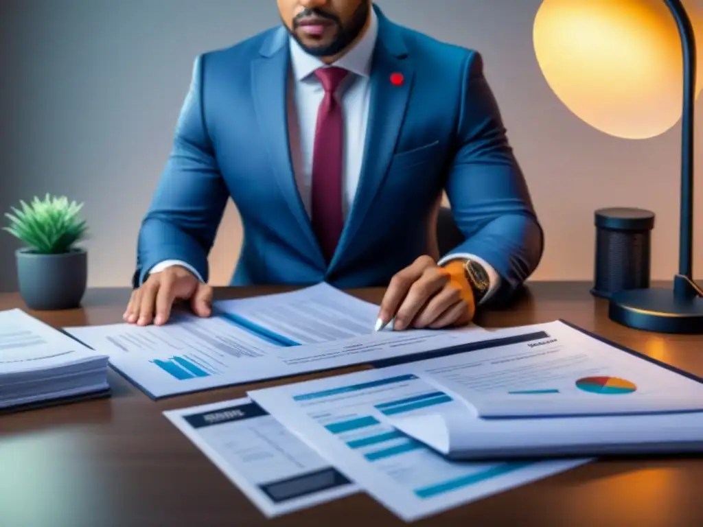 Profesional analiza contrato de préstamo inmobiliario con transparencia