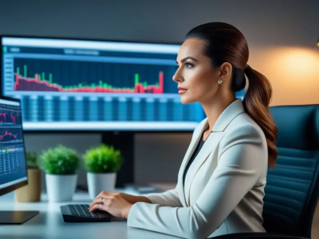 Experto financiero analizando datos en oficina moderna Profesional analizando documentos financieros en oficina moderna con gráficos de refinanciamiento inmobiliario efectivo consejos