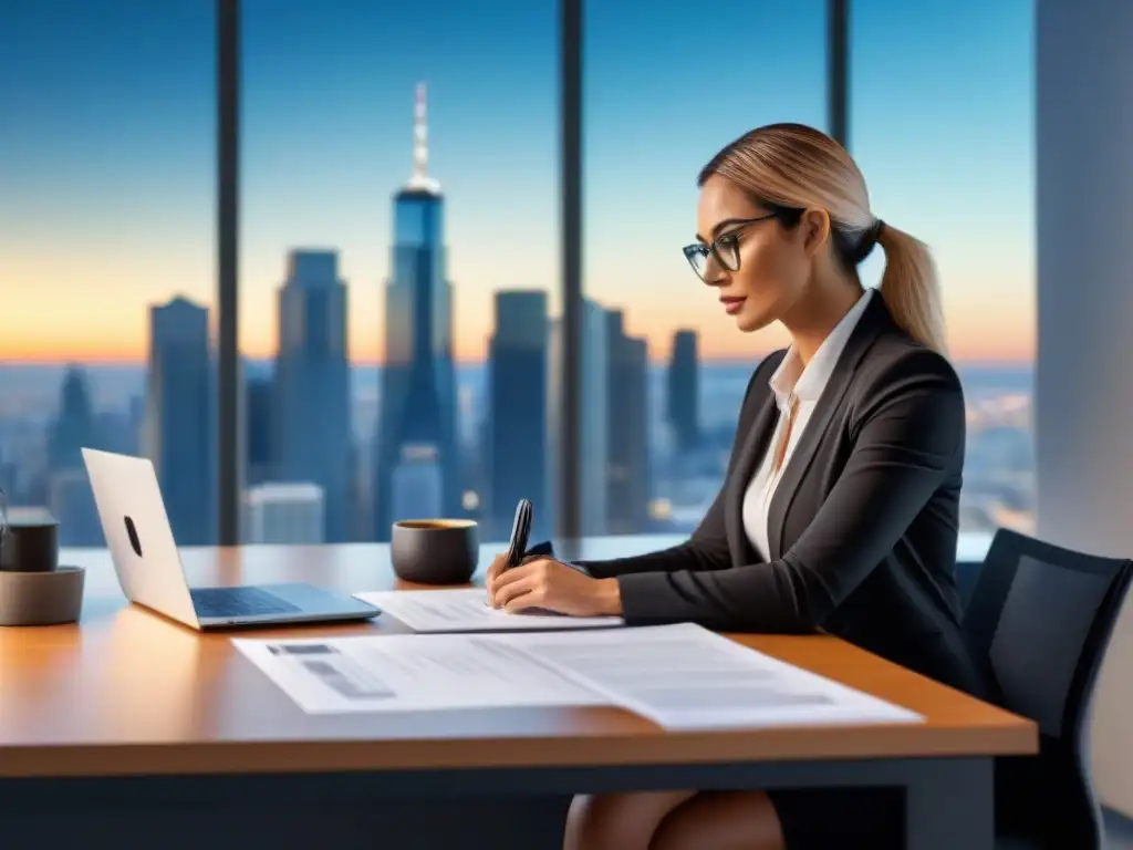Experto en refinanciamiento con préstamo VA revisando documentación Profesional revisando documentos para refinanciar propiedad con préstamo VA en oficina moderna
