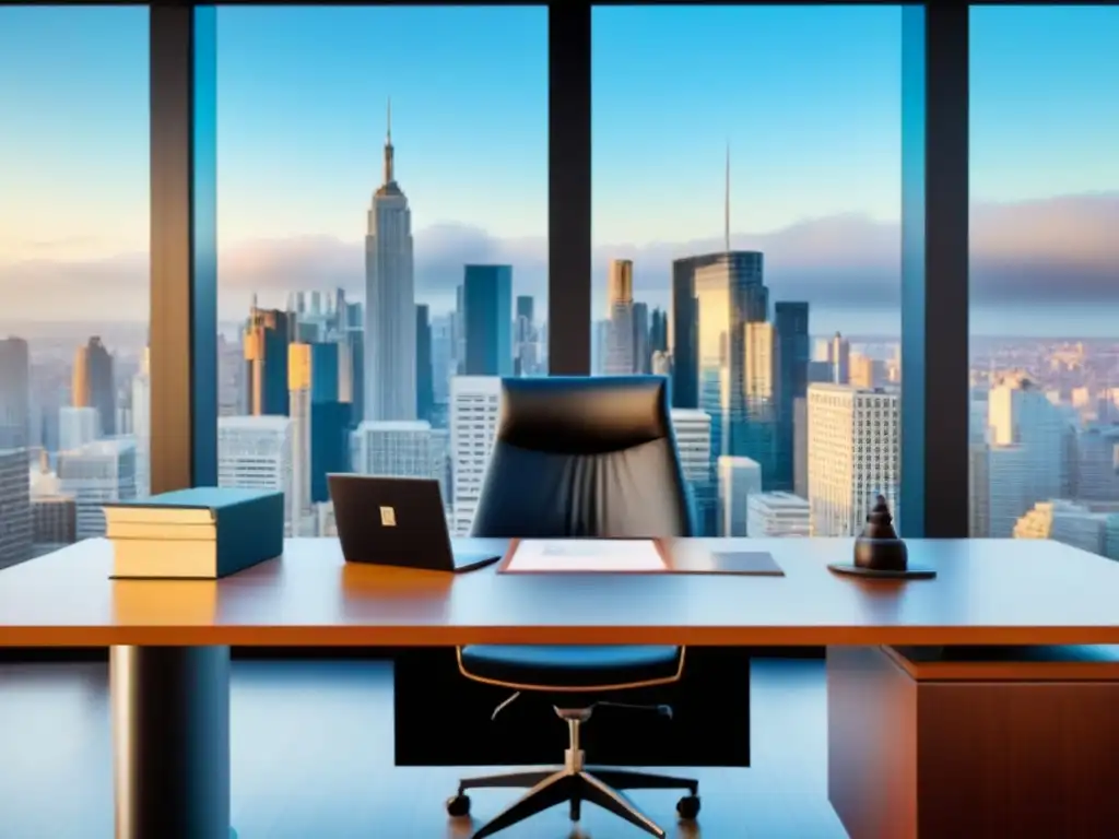 Profesional consultando estrategias de protección legal de propiedades con expertos, en oficina moderna y elegante con vista a la ciudad