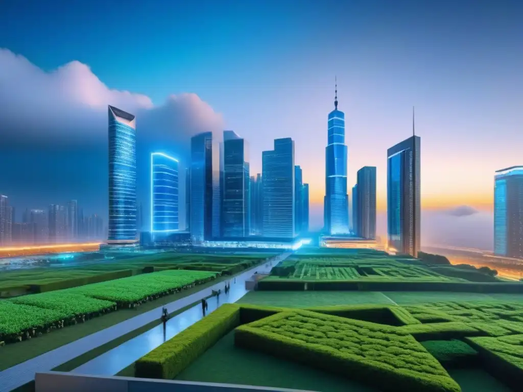 Blockchain inmobiliario: innovación y colaboración en la ciudad futurista Profesionales en ciudad futurista con blockchain en financiamiento inmobiliario legal