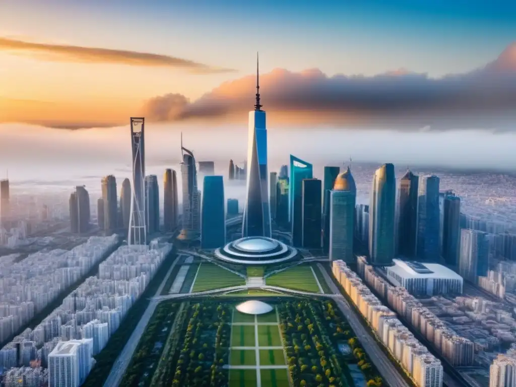 Skyline futurista: innovación en REITs Profesionales en una ciudad futurista con los mejores REITs potencial crecimiento