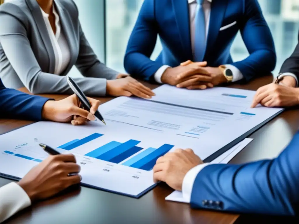 Profesionales de Real Estate y Finanzas en Reunión Profesionales debatiendo sobre consejos para invertir en inmuebles