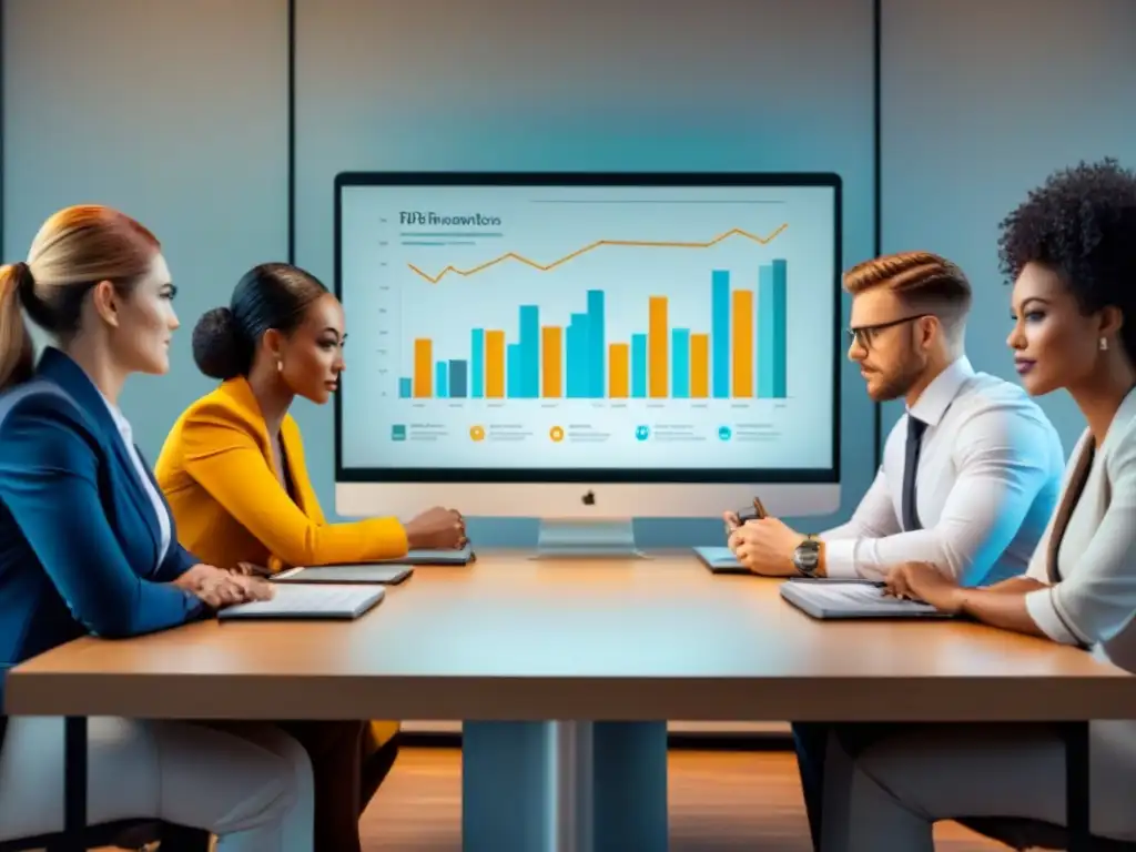 Equipo diverso triunfa en planificación financiera Profesionales diversos planifican financieramente para salir de deudas