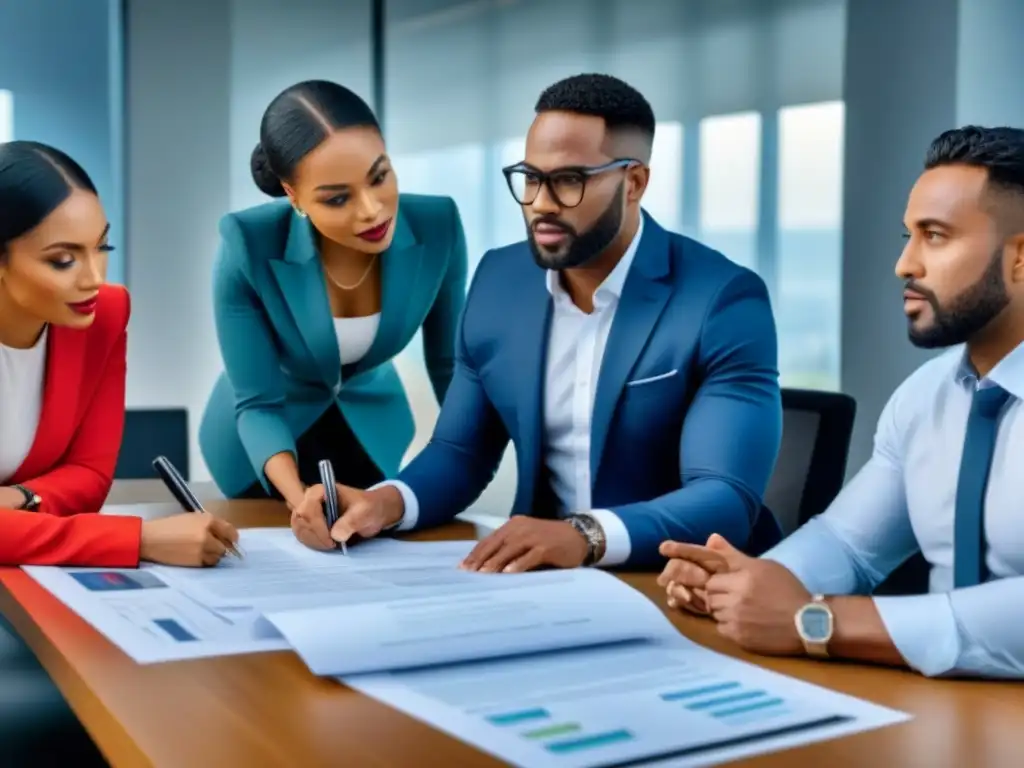 Profesionales diversos colaborando en oficina moderna Profesionales diversas colaboran en una oficina moderna, mostrando oportunidades financiamiento para minorías