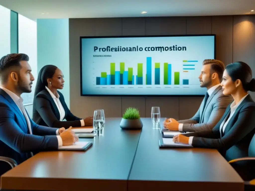 Reunión de negociación en la industria inmobiliaria Profesionales diversificados negociando estrategias financieras en sala de juntas