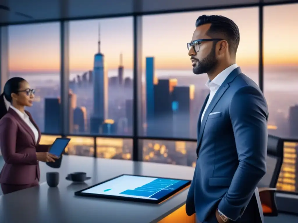 Inversión inmobiliaria diversa y moderna en la ciudad Profesionales diversificados debaten sobre estrategias de inversión en crowdfunding inmobiliario en oficina moderna