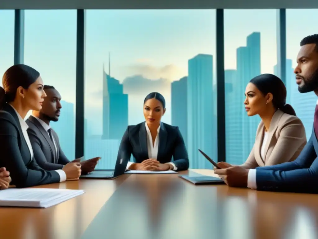 Negociación inmobiliaria: Profesionales diversificados en reunión Profesionales diversificados en reunión de negociación de deudas inmobiliarias