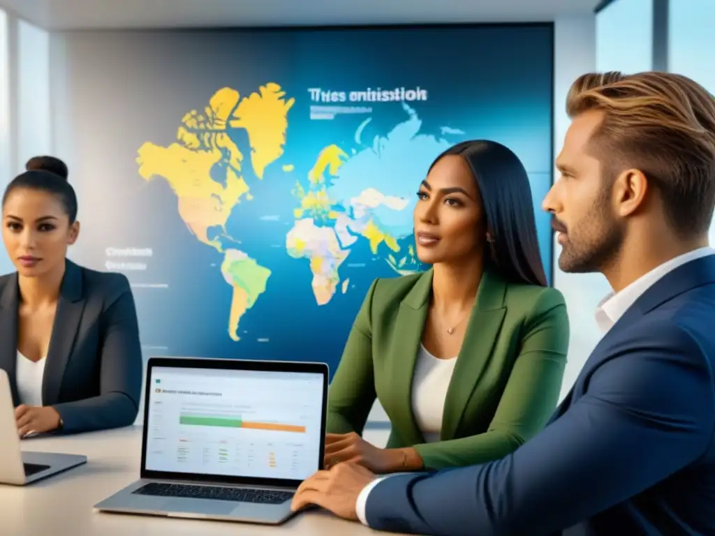 Equipo diverso negociando préstamos inmobiliarios Profesionales diversos en una oficina moderna, colaborando en una discusión multilingüe sobre préstamos inmobiliarios