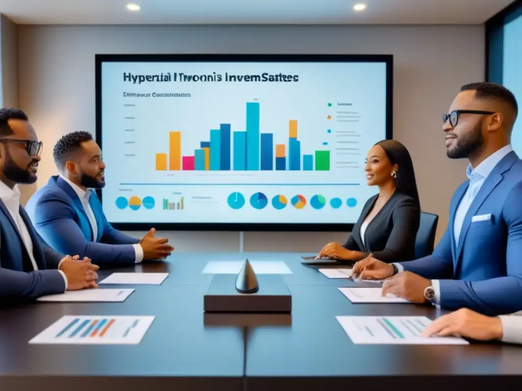 Inversión inmobiliaria inclusiva: Minorías liderando el futuro financiero Profesionales diversxs discuten oportunidades financiamiento inmobiliario minorías en sala moderna