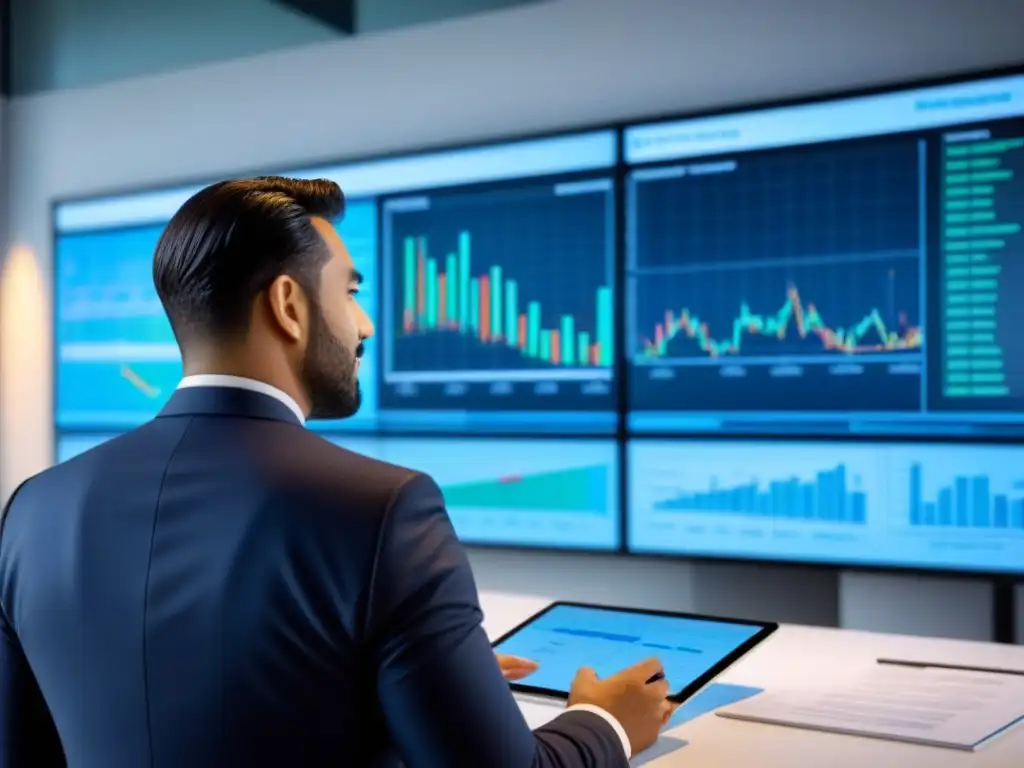 Profesionales debatiendo estrategias de inversión en REITs comerciales globalmente en una oficina moderna