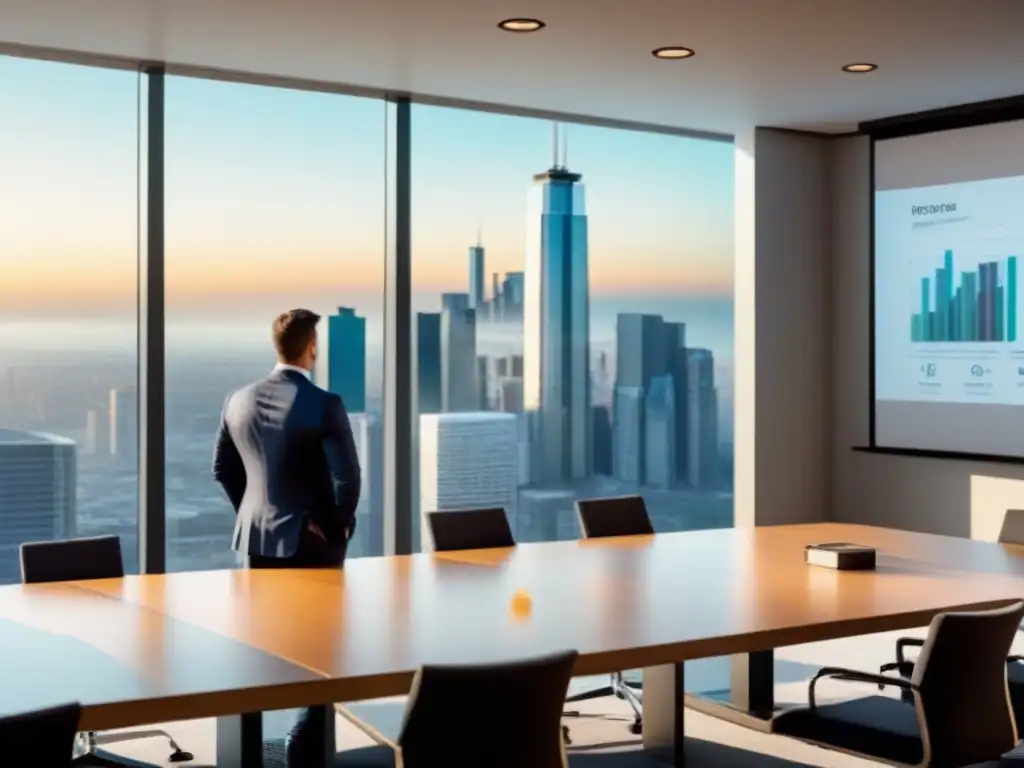 Clase de Real Estate en Ciudad Moderna Profesionales discuten estrategias financieras inmobiliarias en moderno salón con vista urbana