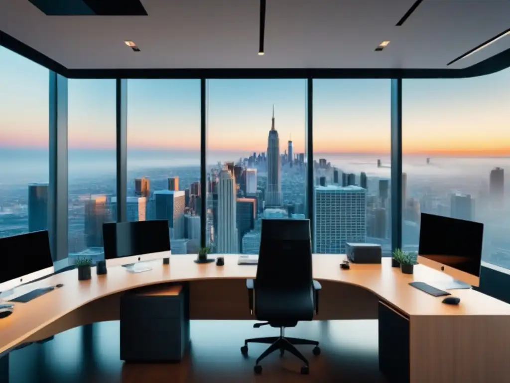 Oficina financiera moderna en la ciudad Profesionales discuten estrategias en oficina financiera moderna con vista a la ciudad servicios financieros mercado inmobiliario