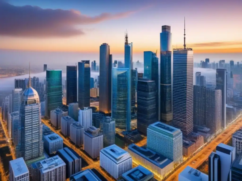 Horizonte urbano: evolución financiera postpandemia Profesionales debatiendo sobre financiamiento inmobiliario postpandemia regulaciones en una ciudad evolutiva