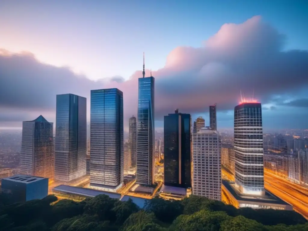 Vibrante escena urbana: colaboración financiera al atardecer Profesionales colaboran en la planificación financiera, reflejando adaptabilidad ante el impacto de cambios legales en la demanda inmobiliaria