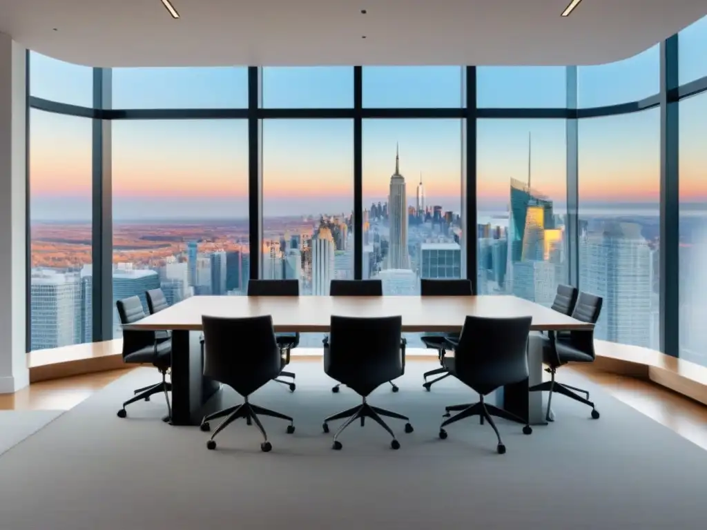 Profesionales en una lujosa oficina con vista urbana, colaborando en un curso de los mejores cursos financiamiento inmobiliario
