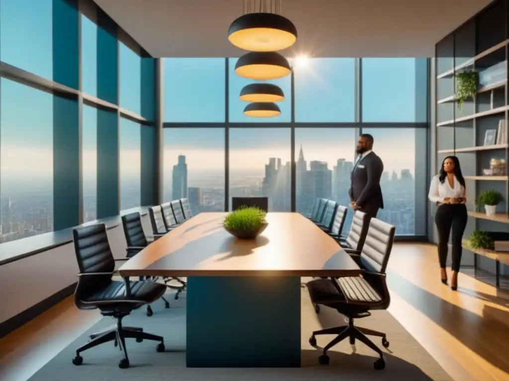 Oficina moderna y multicultural: colaboración en inversiones inmobiliarias Profesionales colaborando en moderna oficina, símbolo de unidad en inversión inmobiliaria
